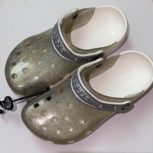 CROCS Translucent Glitter Clog Sandals - Silver